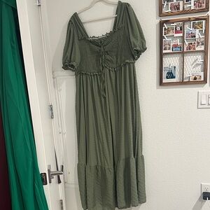 Elegant Olive Green Maxi Dress